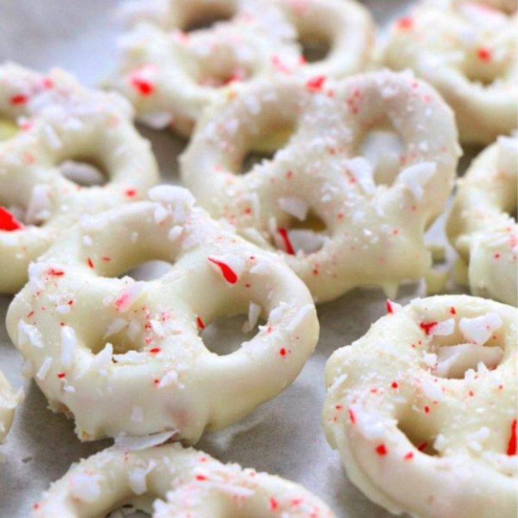 Chocolate Covered Pretzels - White Candy Cane by BERNARD