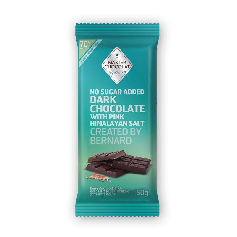 Dark 70% No Sugar Added With Pink HImalayan Salt Bar by BERNARD